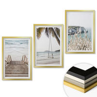 WANDBILDER 3er Set - 40x60 cm Goldrahmen - Strandtreppe aus Holz, Schaukel - Goldfarben, Kunststoff (40/60cm) - ArtPrintCave