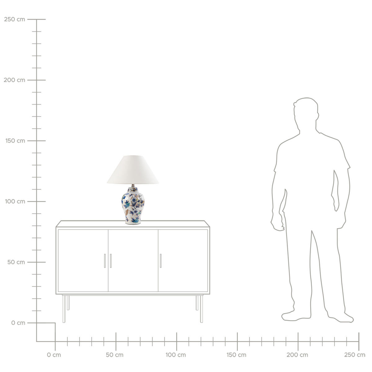 TISCHLAMPE Porzellan Weiß/Blau Moraca - Blau/Weiß, Keramik (40/40/53cm) - Beliani