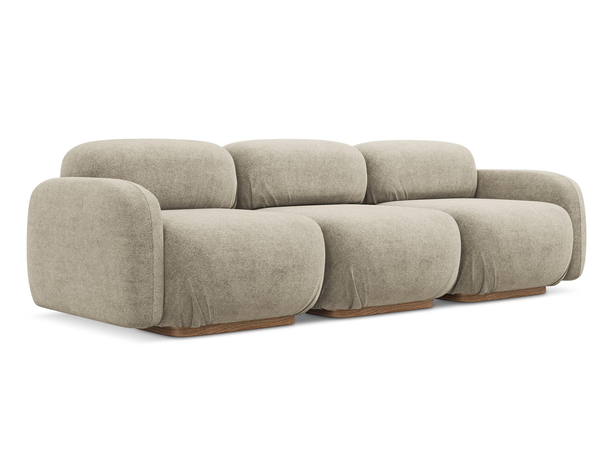 4-SITZER-SOFA Bouclé Stoff Beige - Beige/Braun, Holz/Textil (270/73/95cm) - Makamii