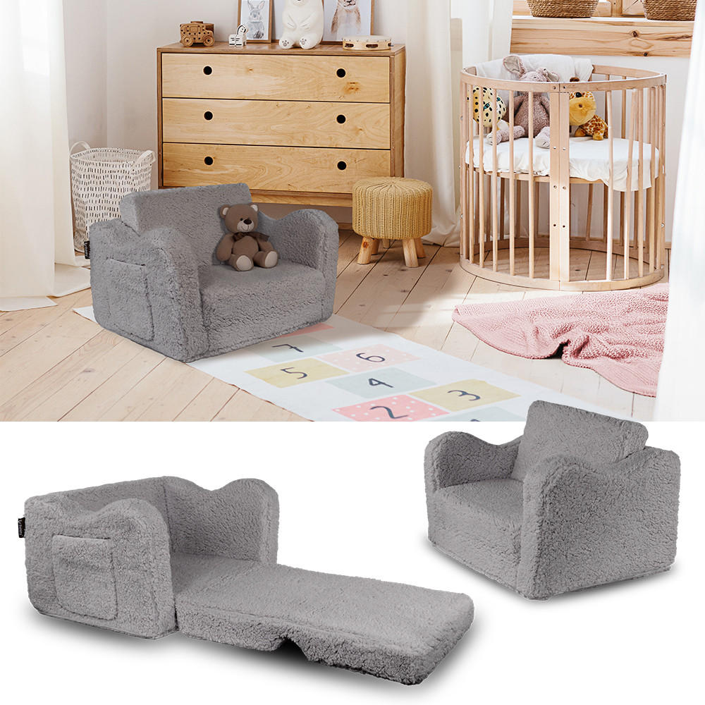 KINDERSESSEL Conni Grau 60 x 36 cm ausklappbar - Grau, Textil (60/36/36cm) - Vicco
