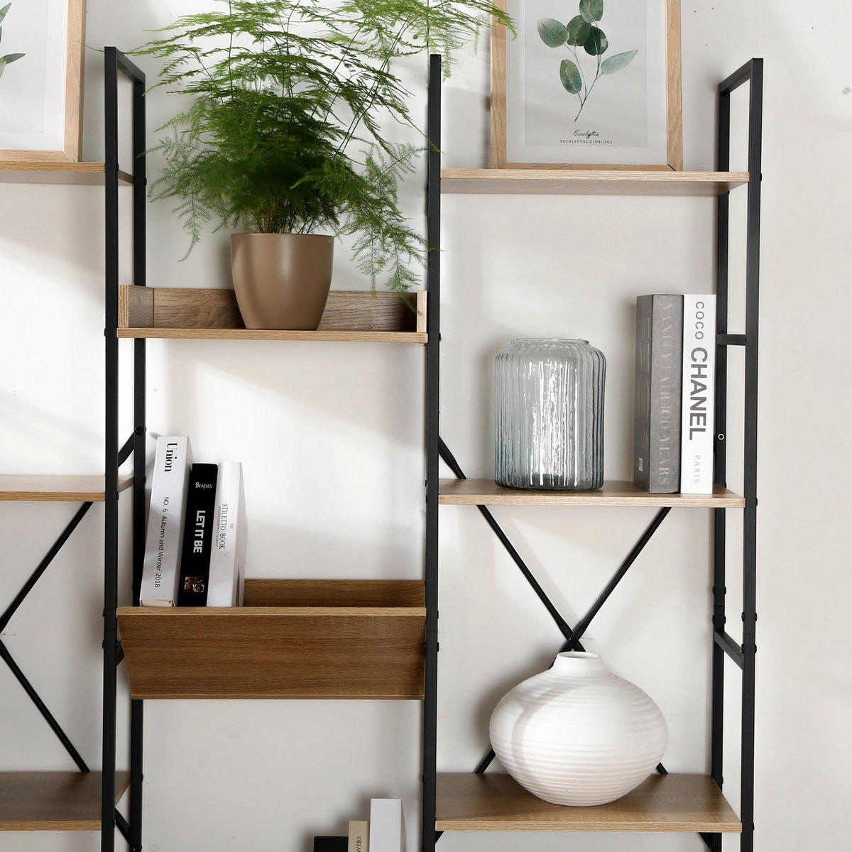 REGAL 11 Ebenen Industrial-Stil - L125 x H150 cm - Apfelbaumfarben, Holzwerkstoff (27/150/125cm) - Calicosy