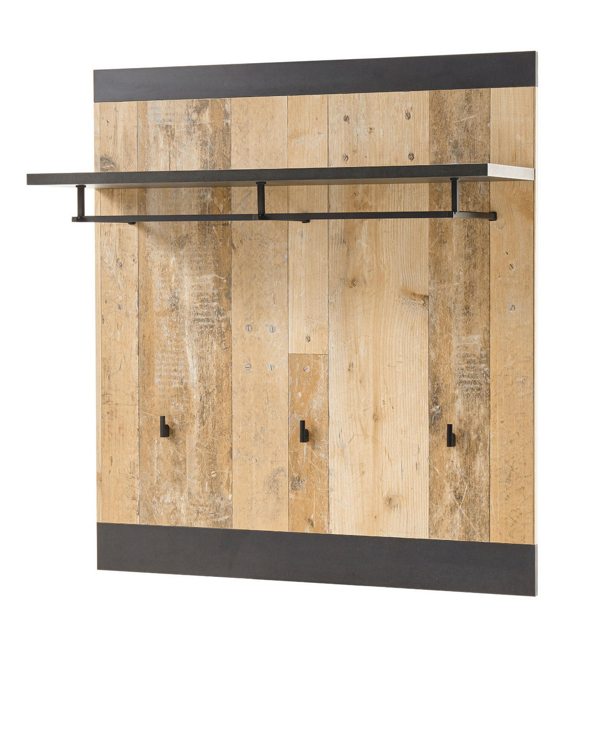 GARDEROBENPANEEL Used Wood hell, anthrazit, Wandgarderobe 92 x 100 cm - Eichefarben/Anthrazit, Holzwerkstoff (92/100/26cm) - Furn.Design