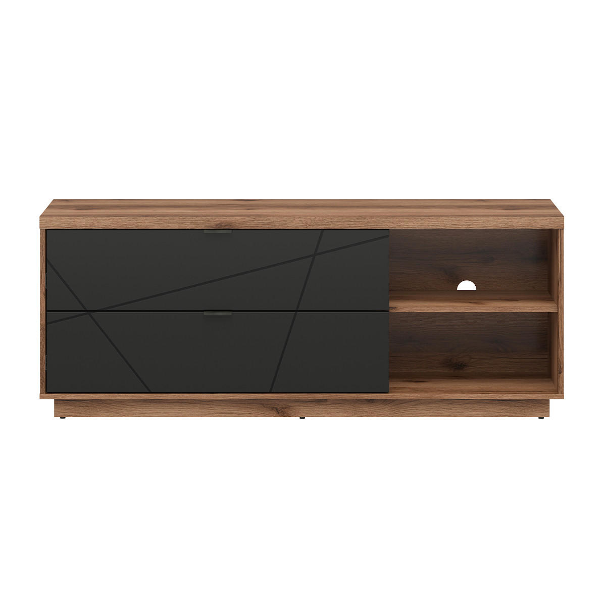 TV-MÖBEL Sven Schwarz und Holz - Schwarz, Holzwerkstoff (156/61/43cm) - Petits-meubles