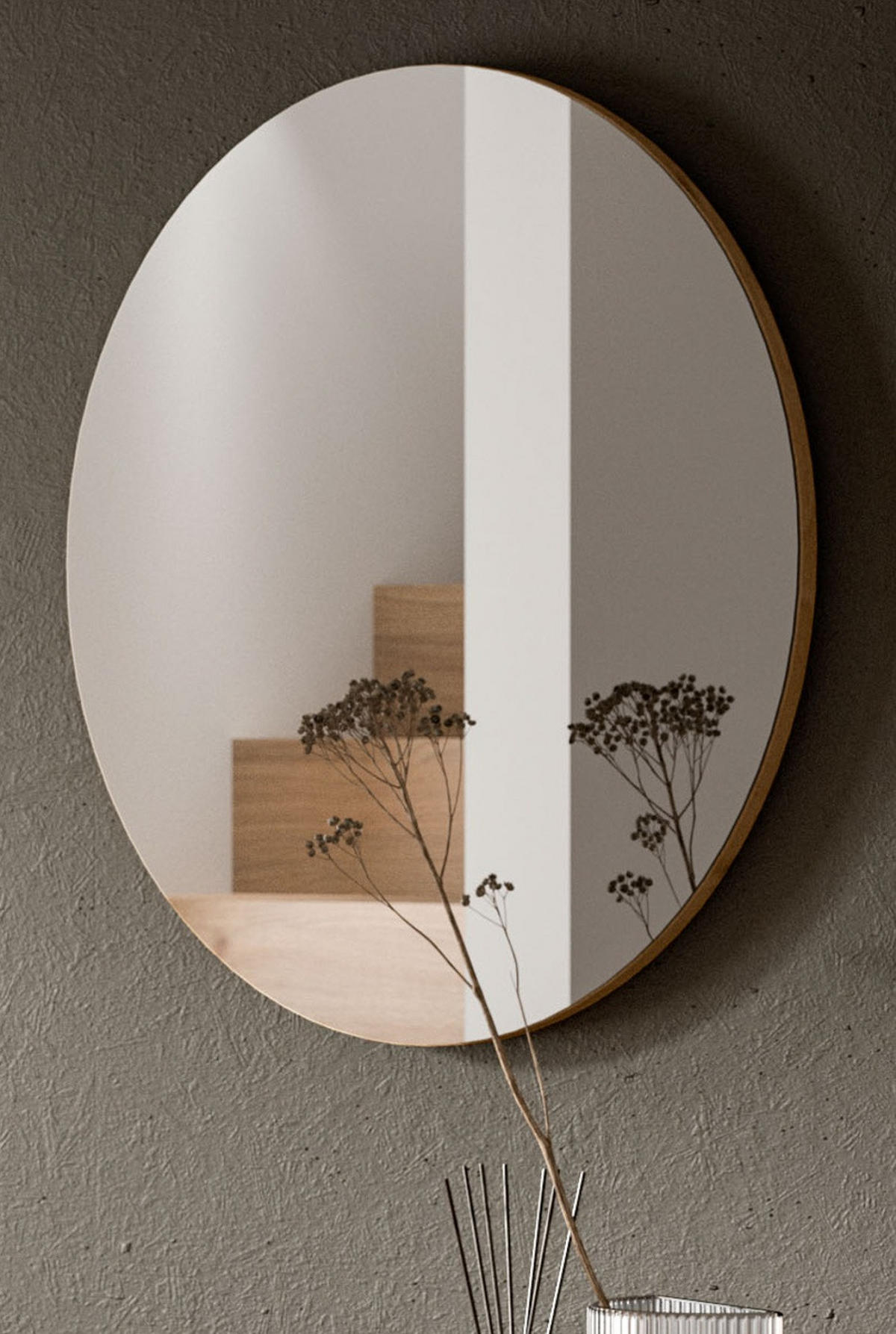 WANDSPIEGEL in Artisan Eiche rund Flurspiegel Ø 70 cm, Borga - Eiche Artisan, Glas/Holzwerkstoff (70/70/6cm) - Inn.Furn