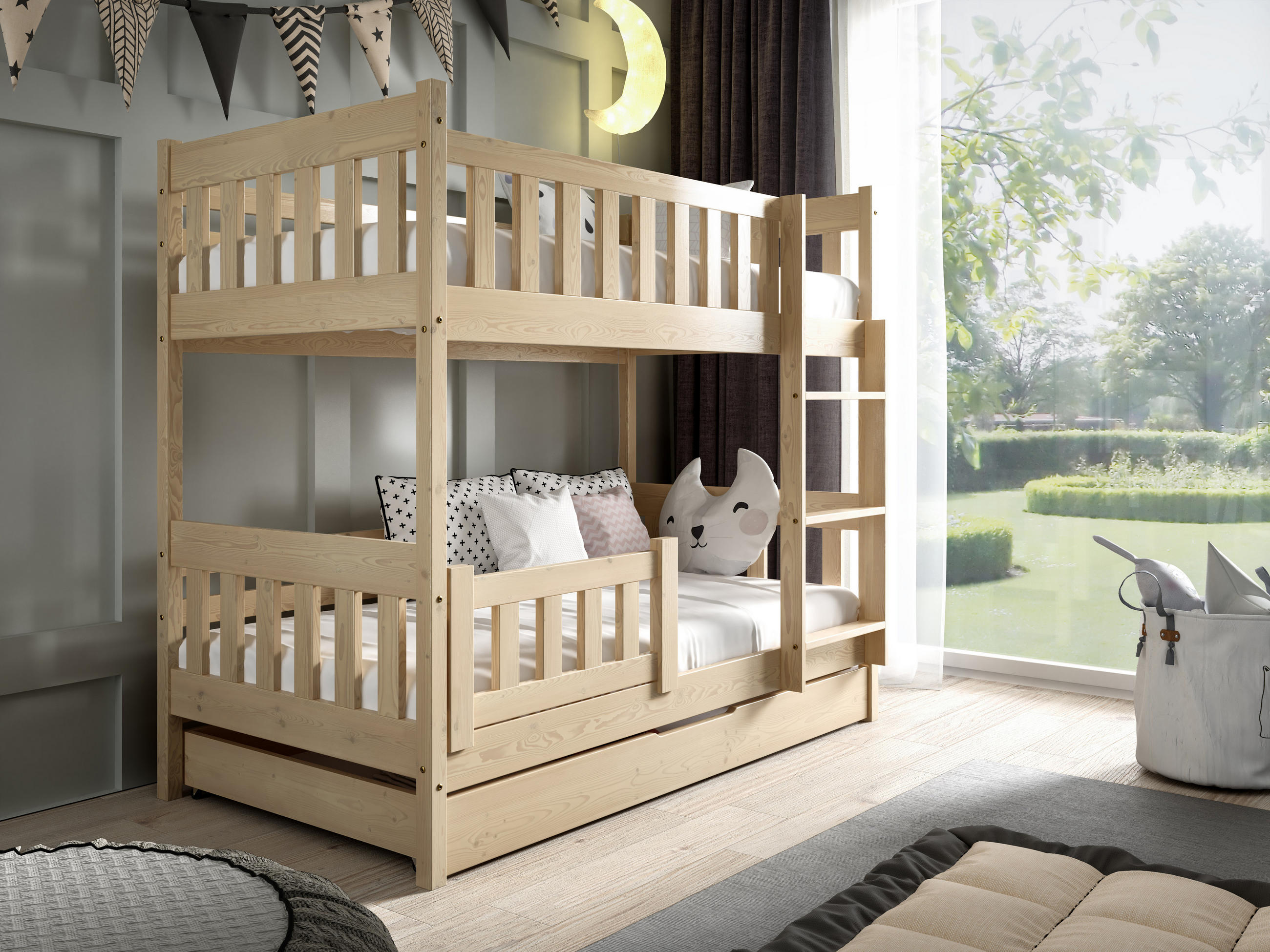 ETAGENBETT LUCIA mit Bettkasten 80x160 cm Kieferfarben - Kieferfarben, Holz (80/160cm) - MASSENO