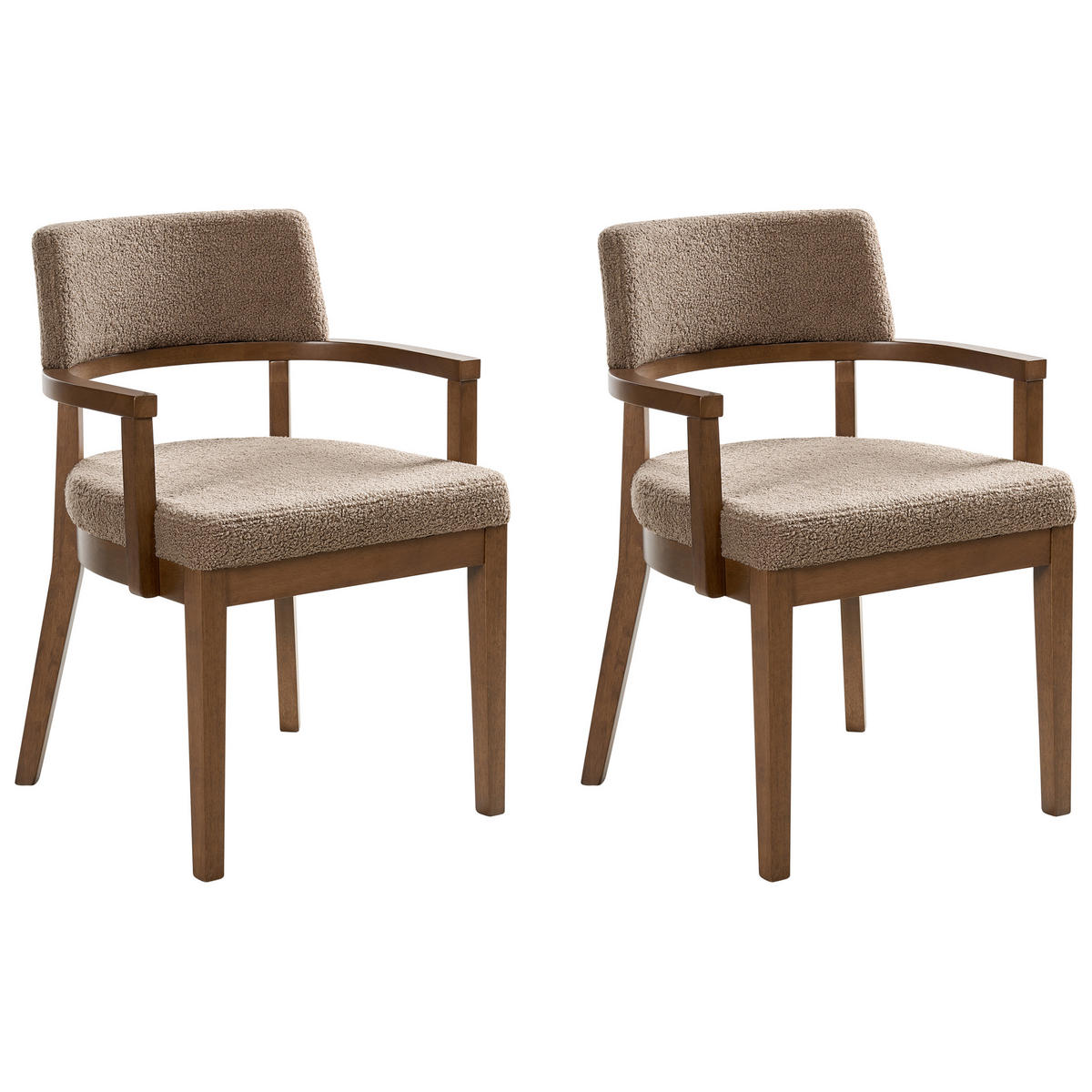 ÉTKEZŐSZÉK 2 darabos Szett Bézs Tópszín - bézs/sötétbarna, textil (59/82/56cm) - Beliani
