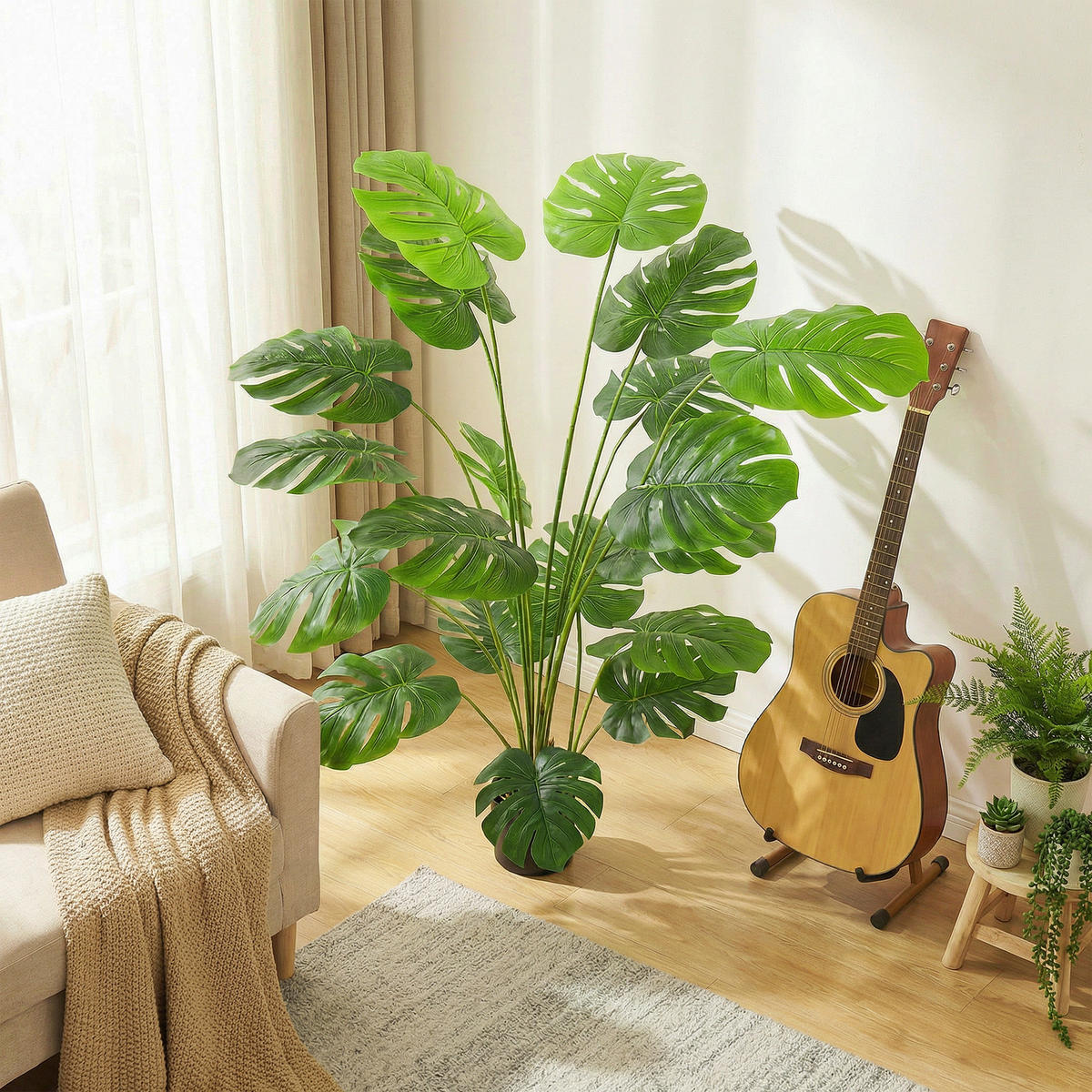 KUNSTPFLANZE DE-16649 150 cm, Monstera deliciosa Grün - Grün, Kunststoff (150cm) - ComfortXL