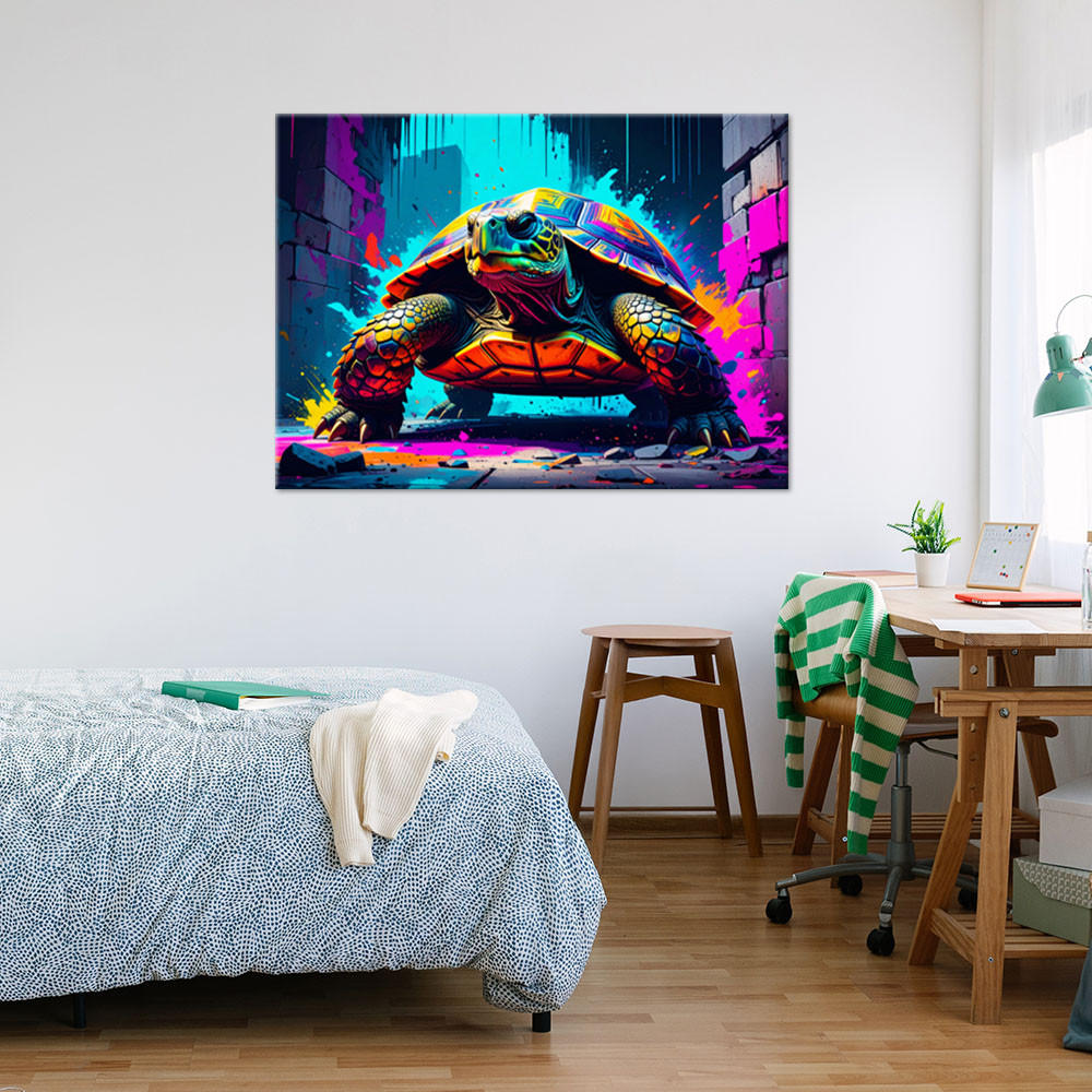 LEINWANDBILD Bunte Schildkröte Abstrakt 120x80cm - Multicolor, Textil (120/80cm) - Feeby