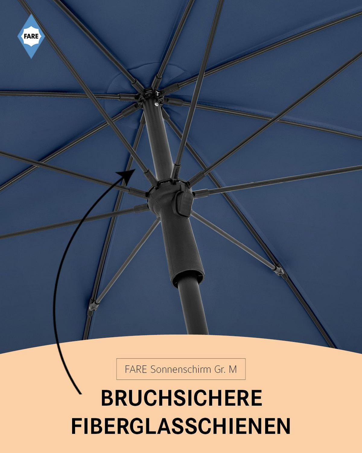 SONNENSCHIRM 180/180/126 cm - Dunkelblau, Kunststoff (180/180cm) - FARE