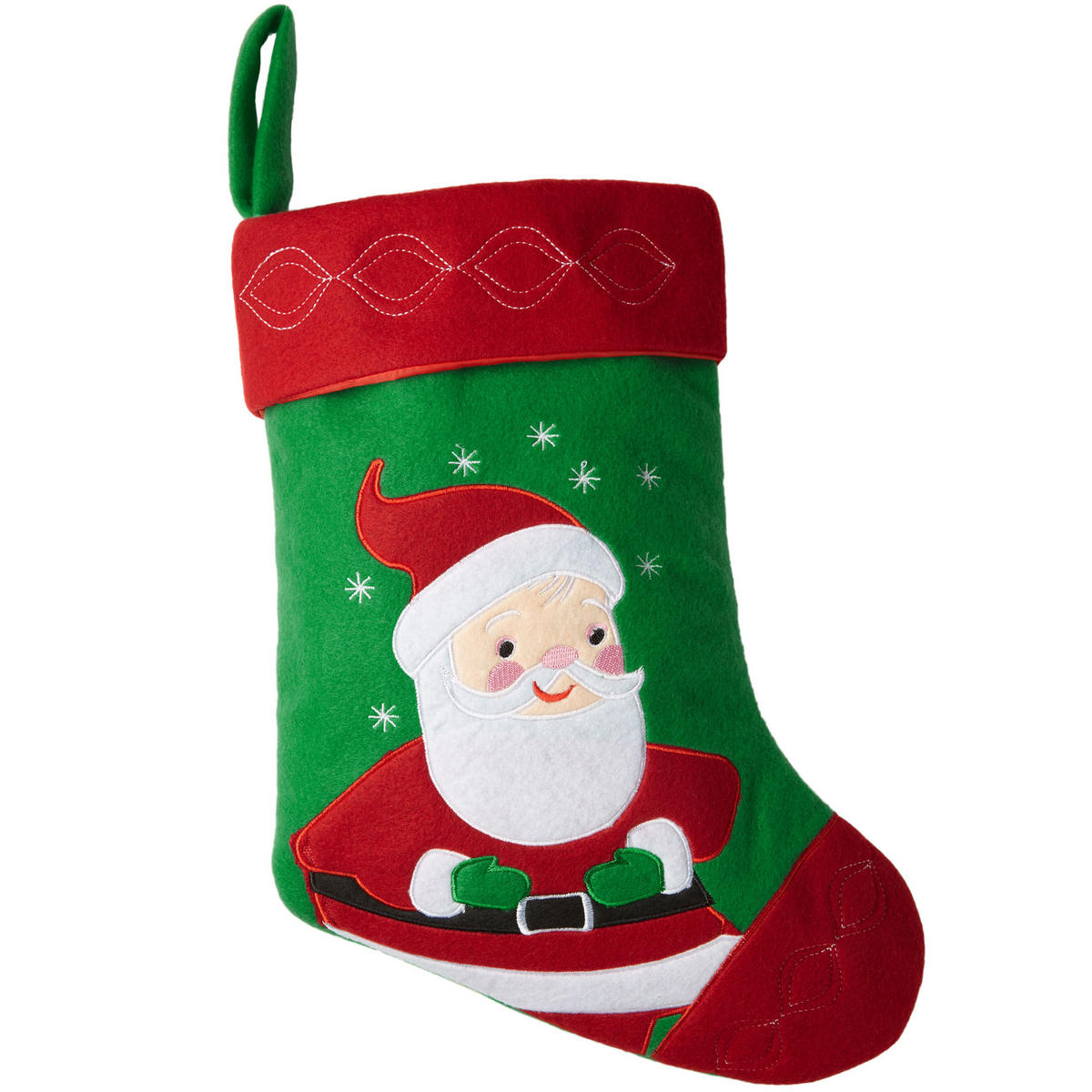 NIKOLAUSSTIEFEL Mit Weihnachtsmann-motiv,strapazierfähig, 26 x 36,5 cm,rot/grün - Rot/Grün, Kunststoff (36.5/0.5/26cm) - tectake
