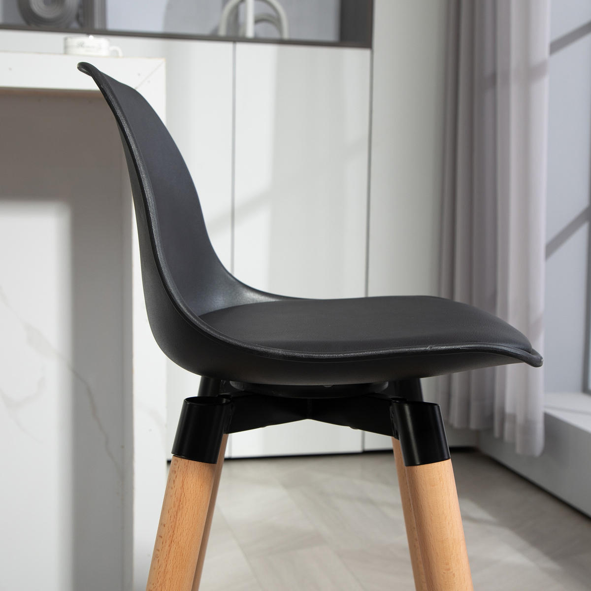 BARHOCKER 2er-Set Schwarz 43.0/43.0/91.0 cm - Schwarz, Leder (43/91/43cm)