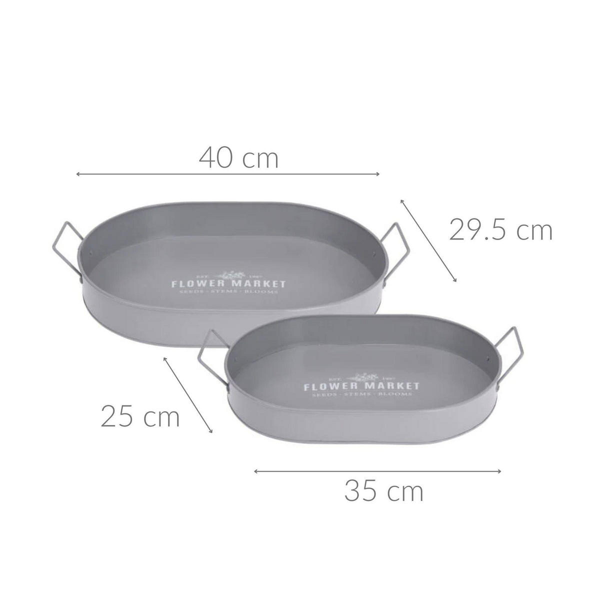 SERVIERTABLETT Botanical 2er-Set - Grau, Metall (30/6/41cm)