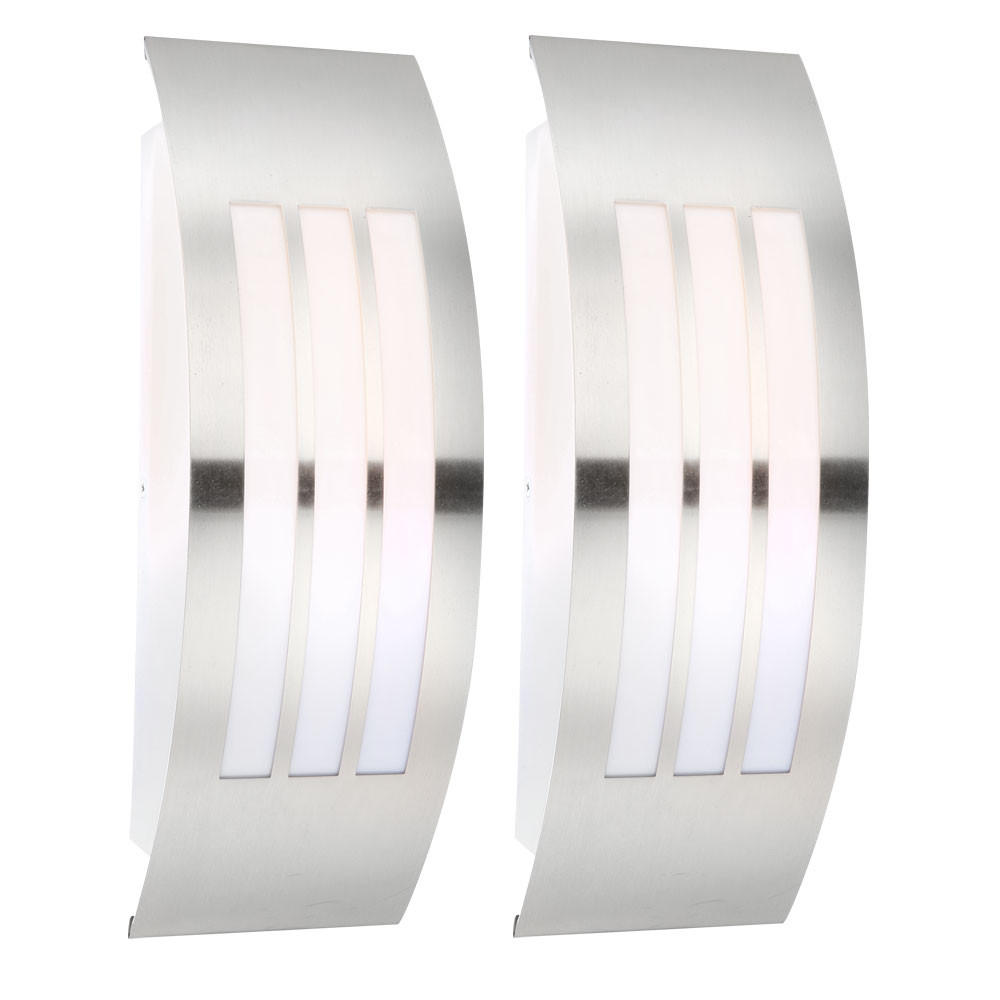 WANDLEUCHTE CORNUS Edelstahl Silber opal 2er Set - Silberfarben, Metall (10/32/9cm) - Globo Lighting