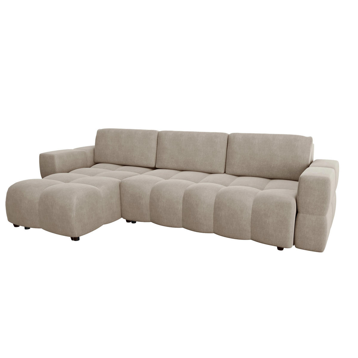 ECKSOFA LINKS Samt Taupe 286cm - Taupe, Textil (169/286cm) - Sia Home
