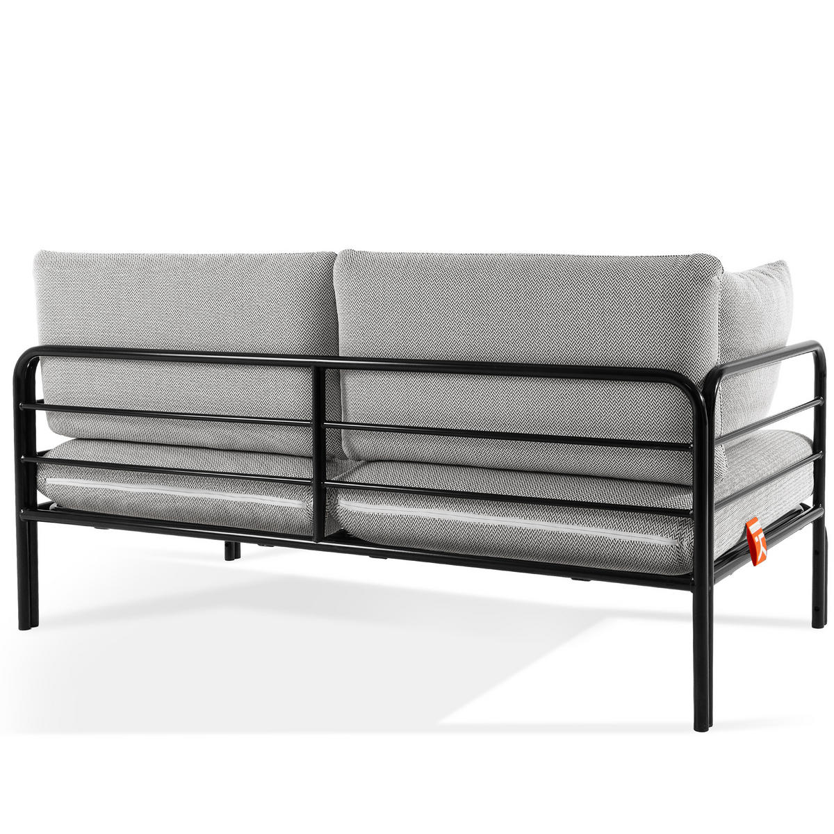 GARTENSOFA RAMBE 2-Personen mit Kissen, Anthrazit - Dunkelgrau/Anthrazit, Textil/Metall (150/80/80cm) - KONSIMO®