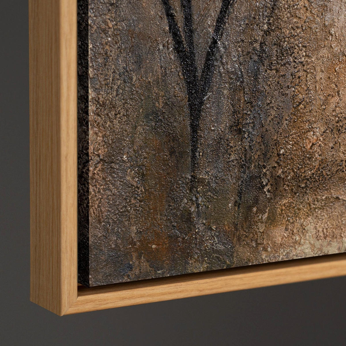 GEMÄLDE Ast und Schatten Schattenfugenrahmen Eichefarben 120x80 cm - Eichefarben, Holz (120/80cm) - YS-art gallery