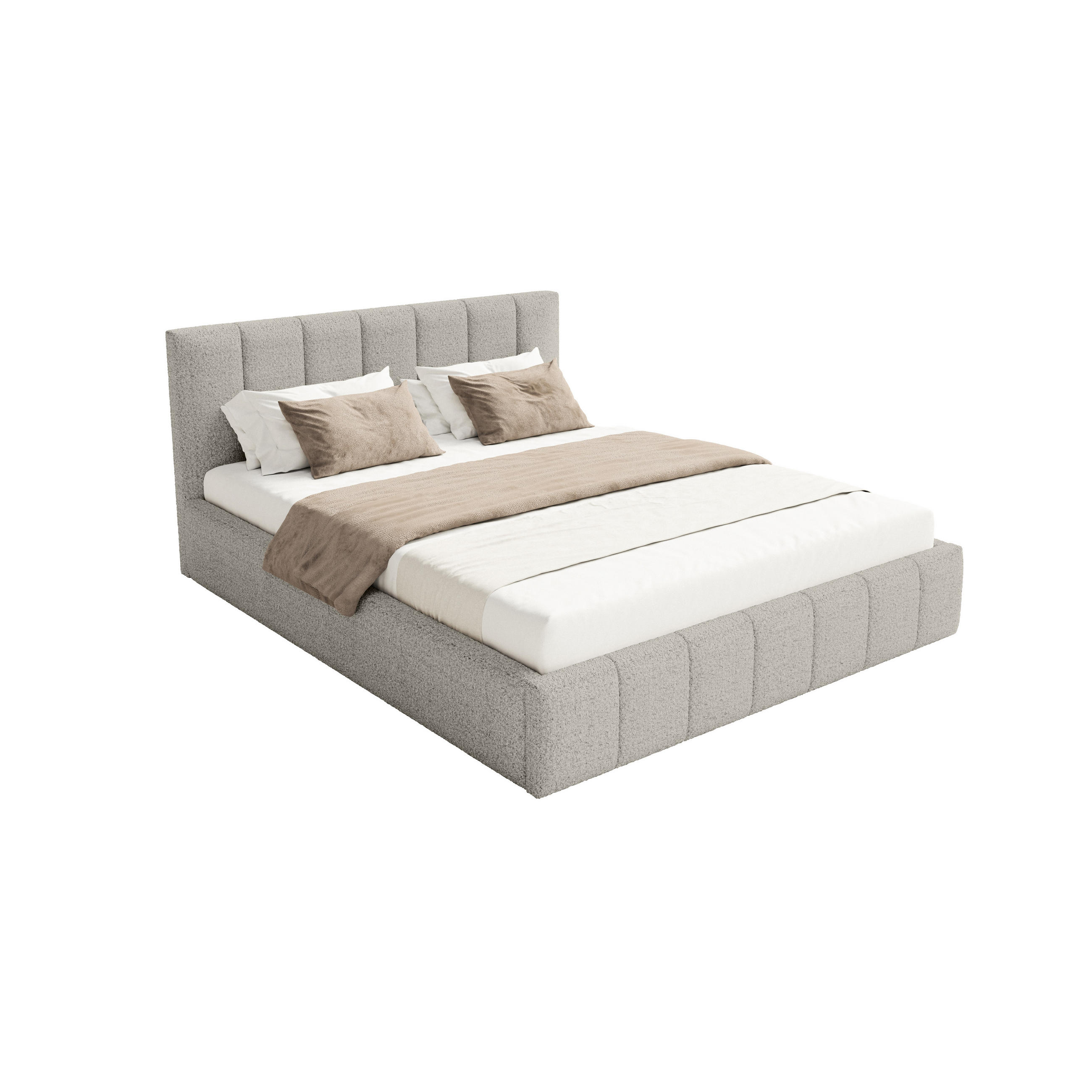POLSTERBETT Torao 200x200 cm, Hellgrau - Grau, Textil (200/200cm) - Fedve
