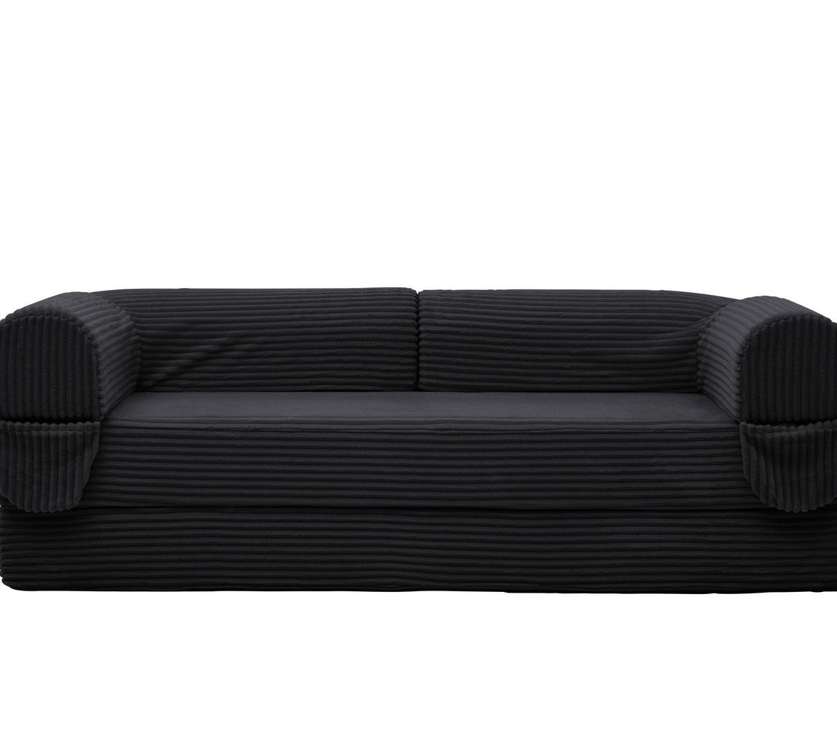 SOFA-BETT 2-Sitzer aus Rippcord Schwarz - Schwarz, Kunststoff (78/65/190cm) - Meubliv