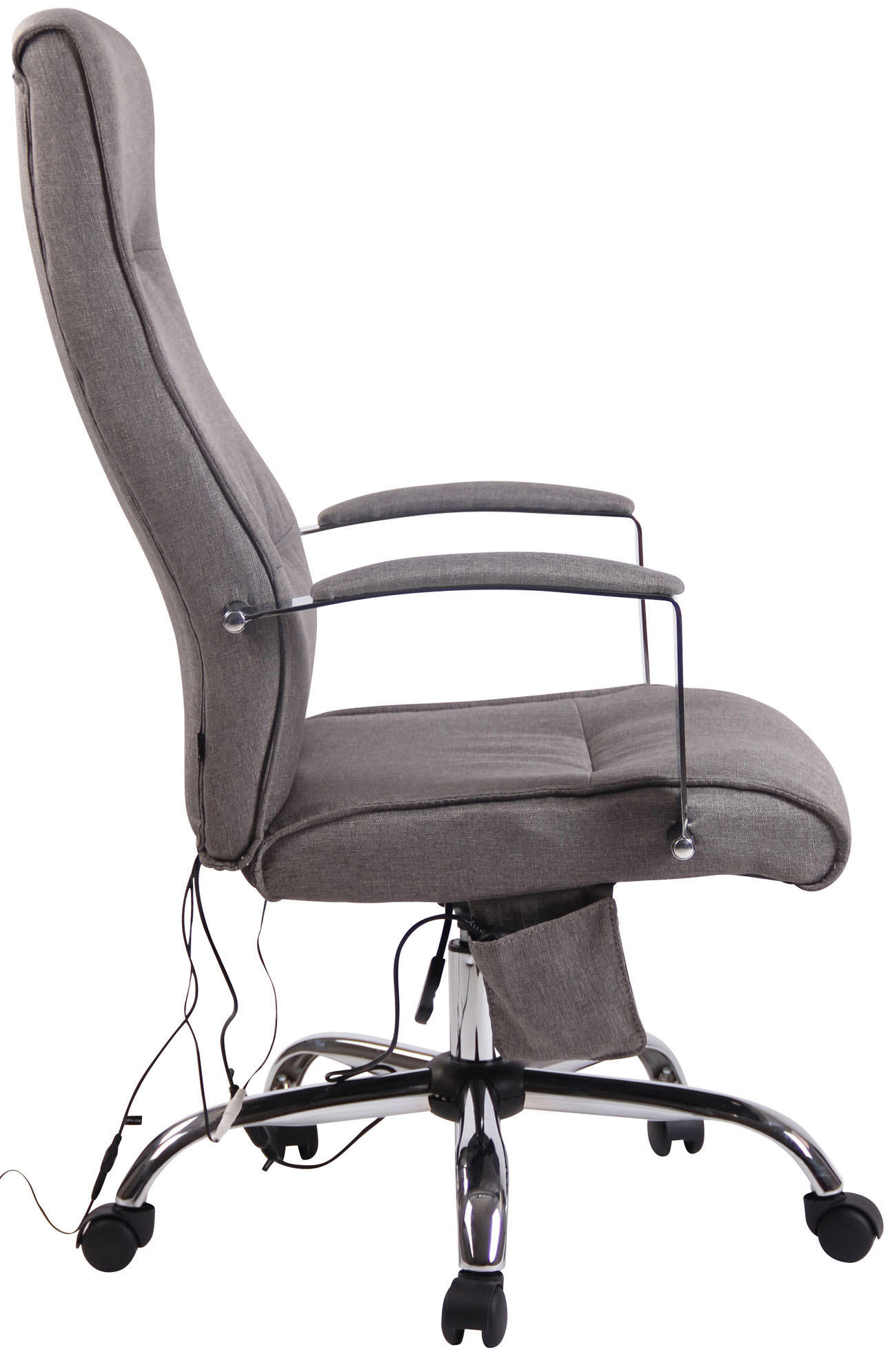 CHEFSESSEL Stoff grau - Chromfarben/Grau, Textil/Metall (63/114/72cm) - CLP