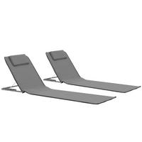 KLAPPBARE Strandmatte 2Er Set Stahl Und Stoff Grau - Grau, Textil (53/47/56cm) - vidaXL