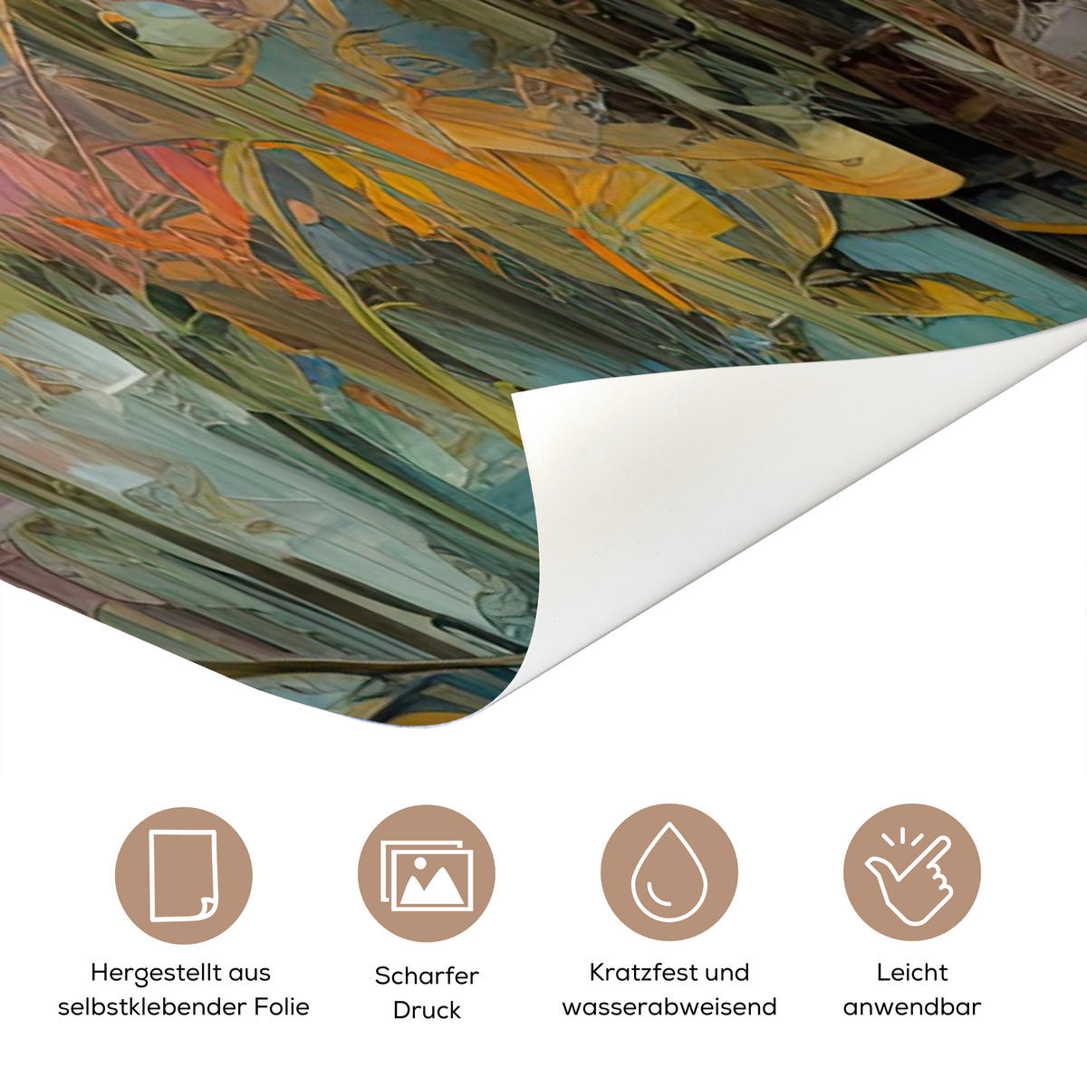 NÁLEPKA NA DVERE Kvety - Akvarel - Umenie - Botanické - Príroda 80x215 cm - oranžová, plast (80/0.1cm) - MuchoWow
