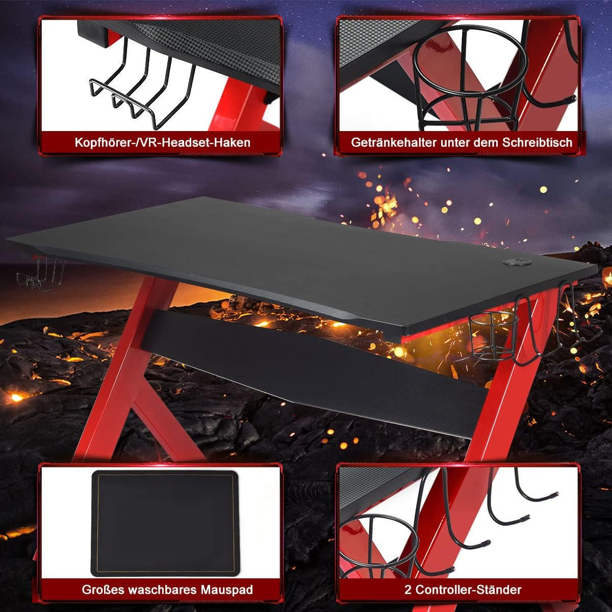 DATORBORD Svart - Multicolor, Träbaserade material (60/115/76cm) - COSTWAY