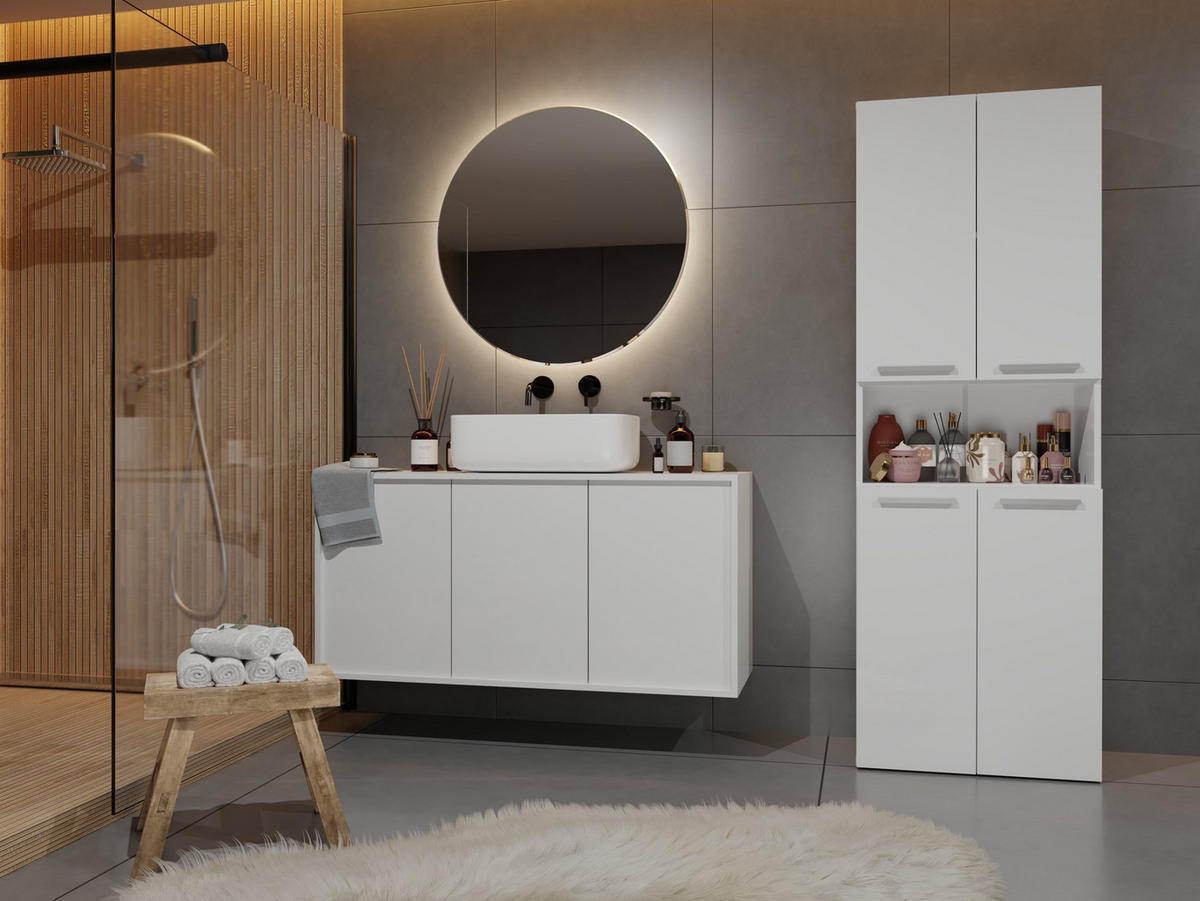 BAD Hochschrank Billy - Weiß, Holzwerkstoff (60/174/30cm) - kommodly