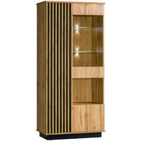 GLASVITRINE Lamia Wotan Eiche / schwarz 60 / 40 / 193cm - Multicolor/Schwarz, Holzwerkstoff/Kunststoff (90/193/40cm) - Feldmann-Wohnen