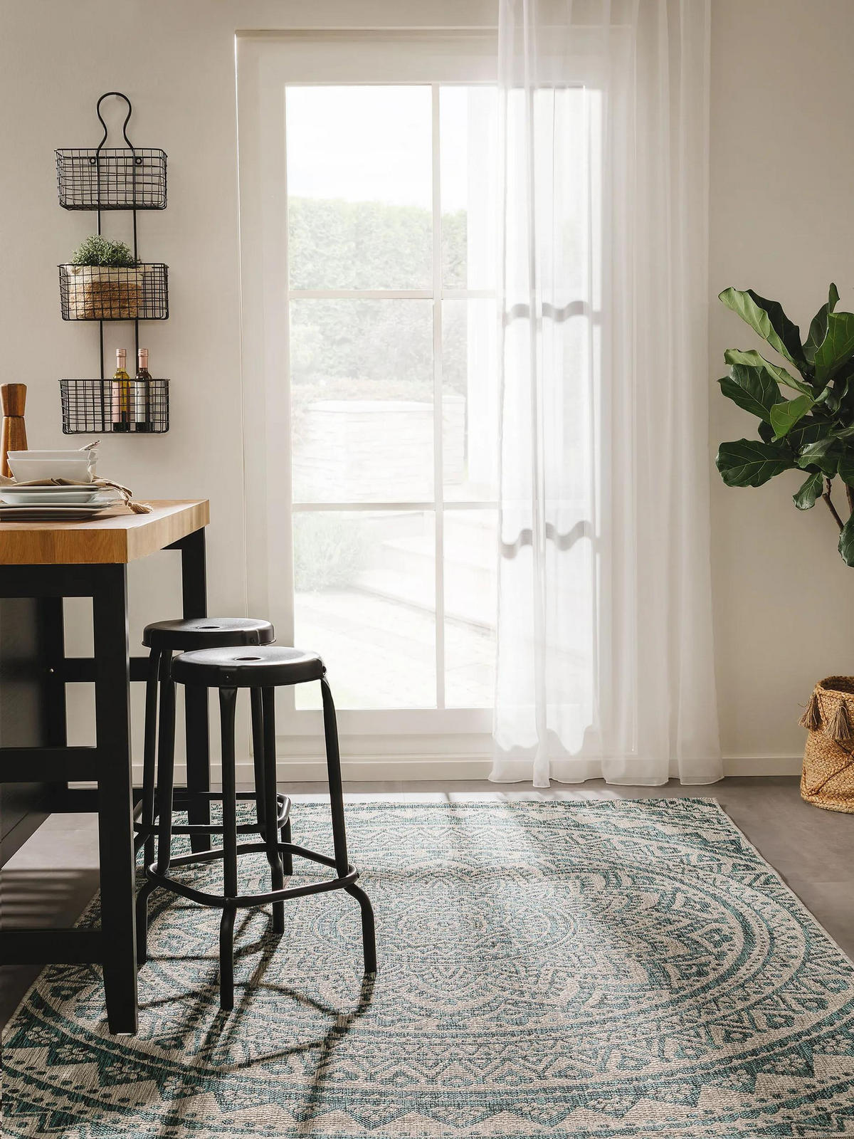 OUTDOORTEPPICH Cleo Beige/Blau 200x290 cm - Beige, Textil (200/290cm) - benuta Nest