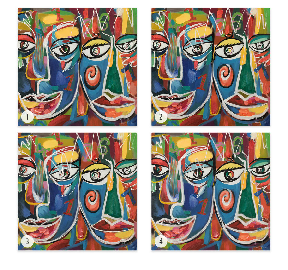 OLEJOMAĽBA 60/60 cm, Zvieratá - biela, drevo/textil (60/60cm) - KUNSTLOFT