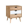 NACHTTISCH mit 3 Schubladen - Holzfarben & Weiß - LURVIA - Naturfarben, Holz (45/56.8/40.5cm) - Vente-Unique