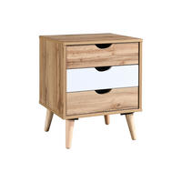 NACHTTISCH mit 3 Schubladen - Holzfarben & Weiß - LURVIA - Naturfarben, Holz (45/56.8/40.5cm) - Vente-Unique