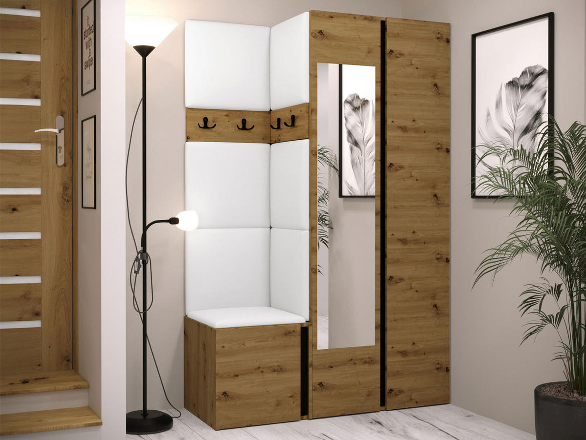 GARDEROBEN-SET Orion XXVI - Eiche Artisan/Weiß, Holzwerkstoff/Kunststoff (116/186/46cm) - MIRJAN24