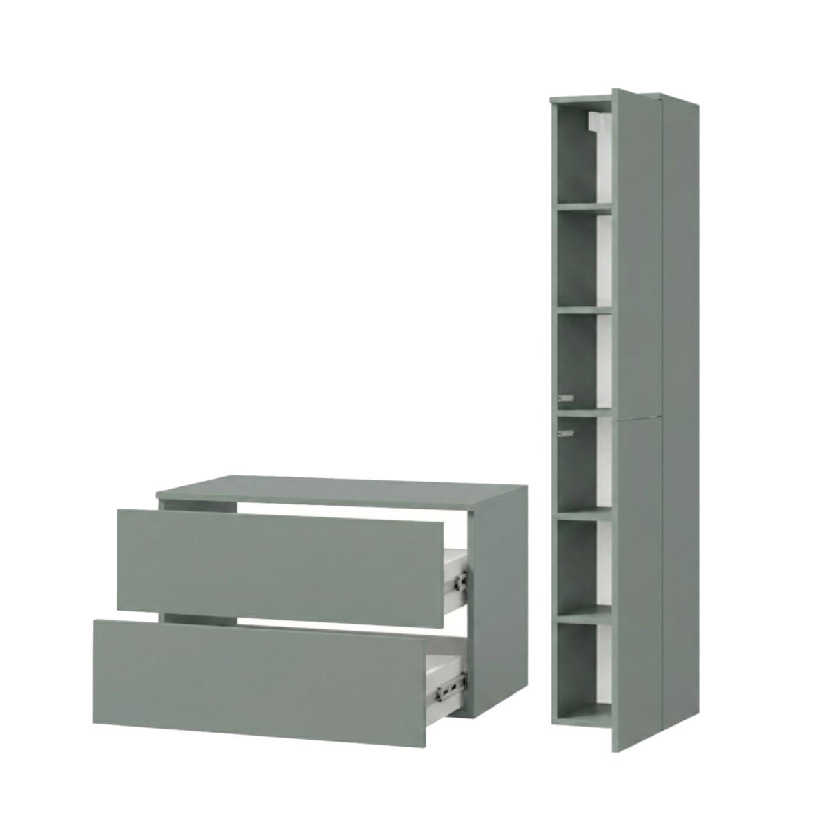 BADMÖBEL-SET Color Aloe 2-Teilig (2S 80 + 2D 160) - Dunkelgrün, Holzwerkstoff (110/160/45cm) - mzm24