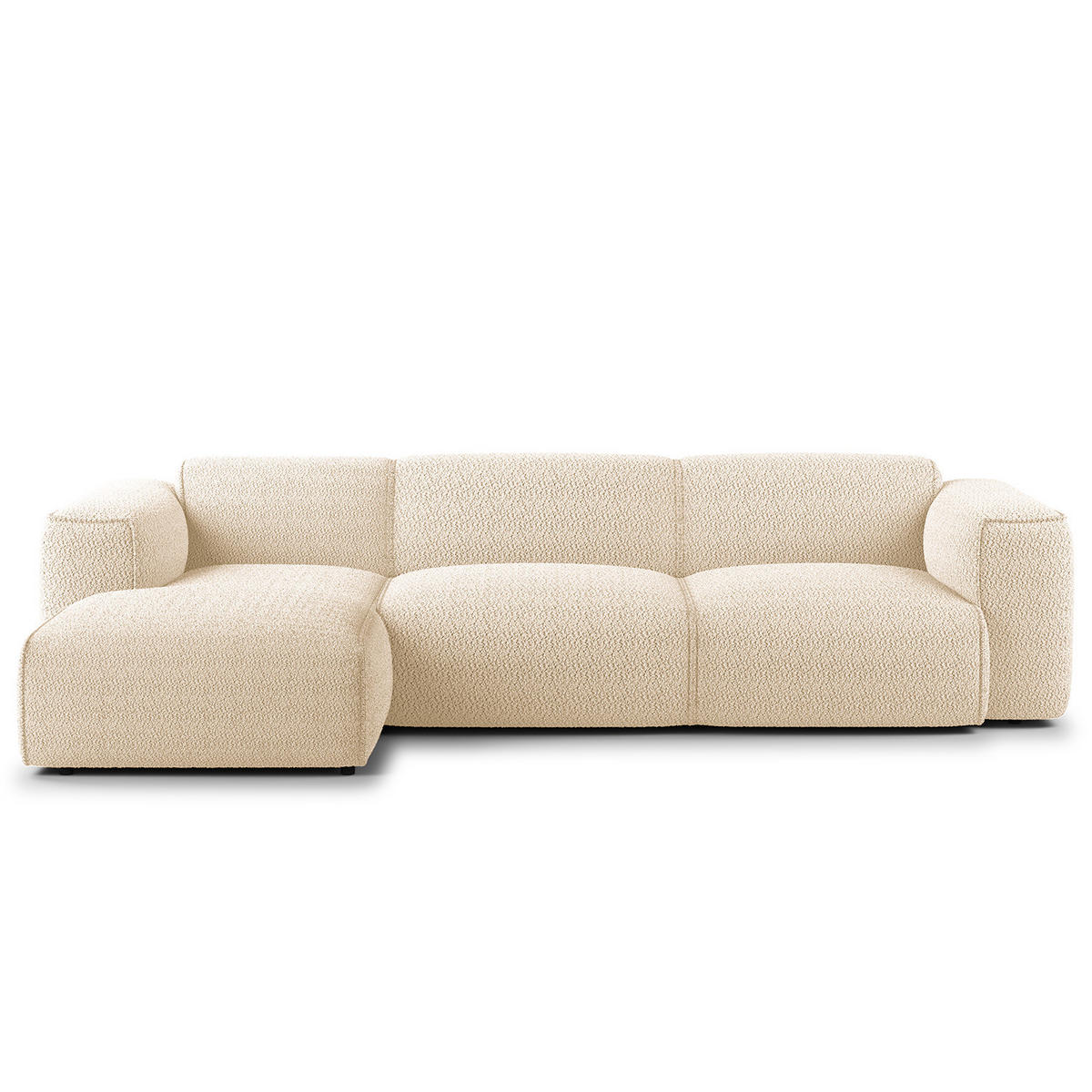 3-SITZER ECKSOFA mit Longchair - Beige/Schwarz, Kunststoff/Textil (284/173cm) - home24