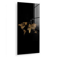 ACRYLGLASBILD Weltkarte - Gold - Luxus - Erde - Schwarz 60x120 cm - Goldfarben, Glas (60/120cm) - MuchoWow