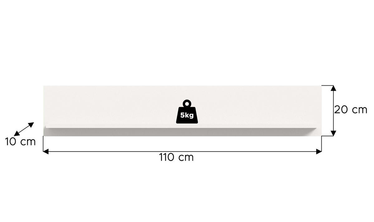 WANDBOARD weiß, Wandregal 110 cm - Weiß, Holzwerkstoff (110/20/15cm) - Inn.Furn
