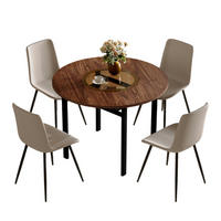 ESSGRUPPE DE-39352 5-teilig, rund mit 4 PU-Sesseln Warmgrau - Grau, Metall (100/76/100cm) - ComfortXL