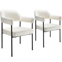 ARMLEHNSTUHL 2er Set Doé 58 x 62 x 85 cm Webstoff off-white/schwarz - Schwarz/Weiß, Textil (58/85/62cm) - tectake