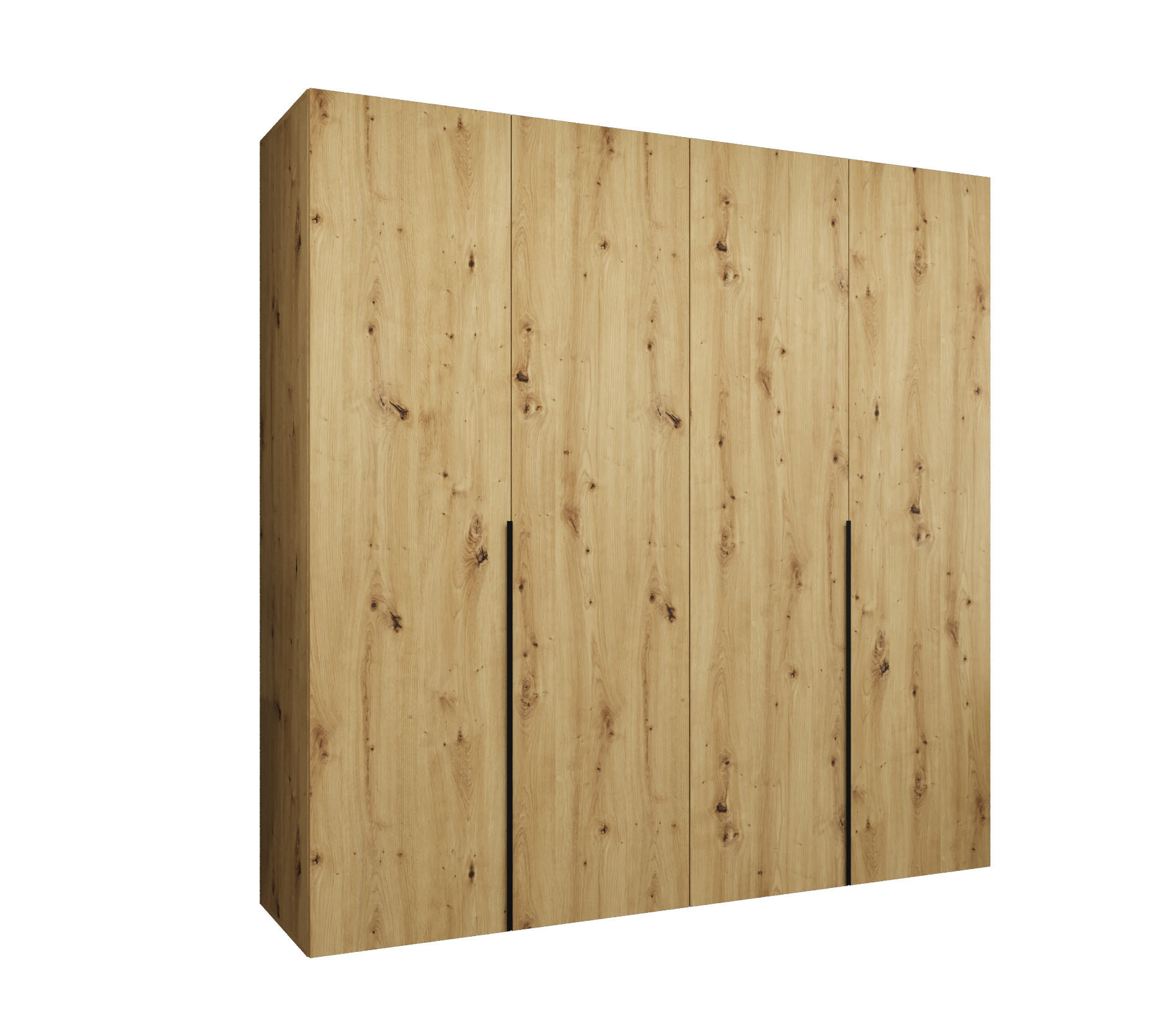 Abiks Möbel Drehtürenschrank Eiche Artisan, Schwarz 200x202x52 cm