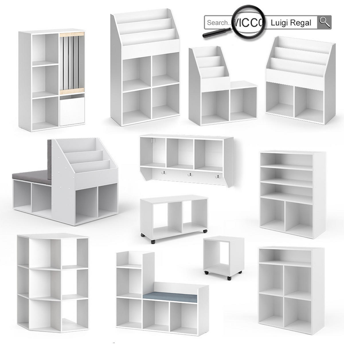 POLICE NA DĚTSKÝ POKOJ Luigi Bílá - bílá, kompozitní dřevo (107.2/56/31cm) - Vicco