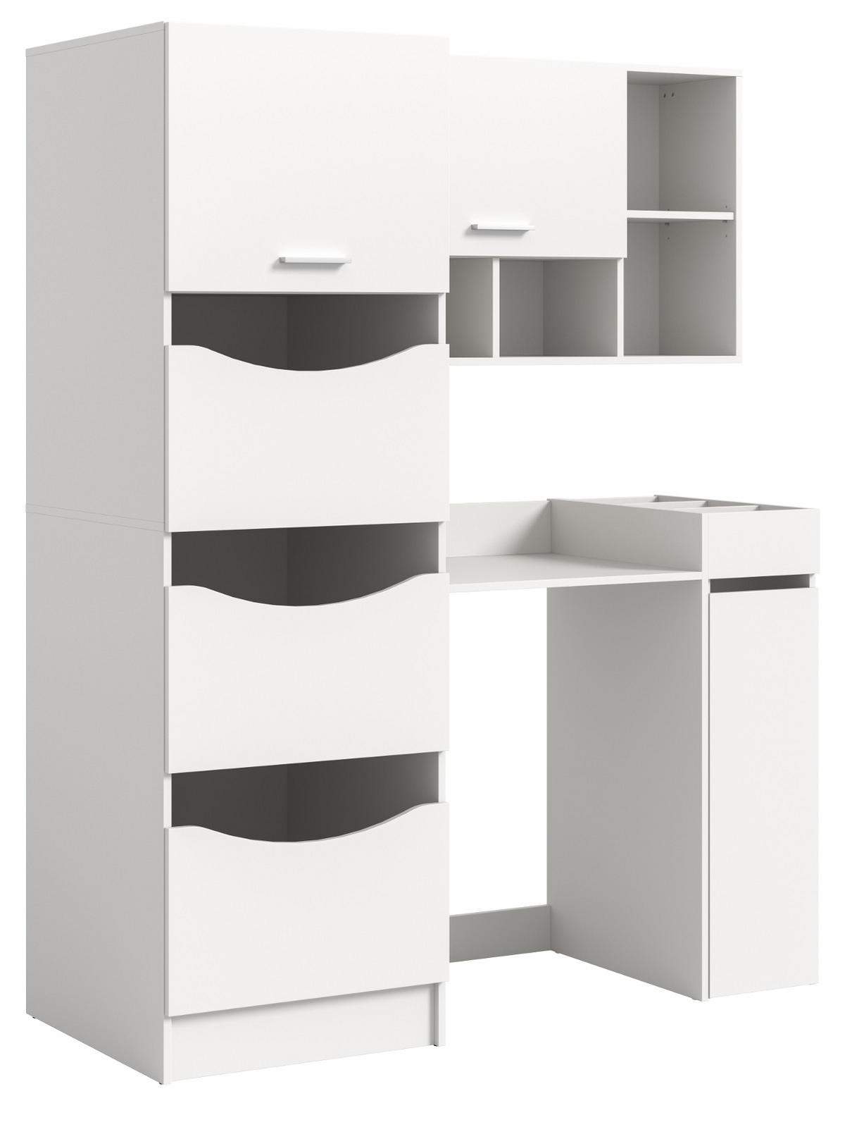 WASCHMASCHINENSCHRANK weiß Set 4-teilig, Waschmaschinenumbau 155 cm mit viel Stauraum - Silberfarben/Weiß, Glas/Holzwerkstoff (155/196/68cm) - Inn.Furn