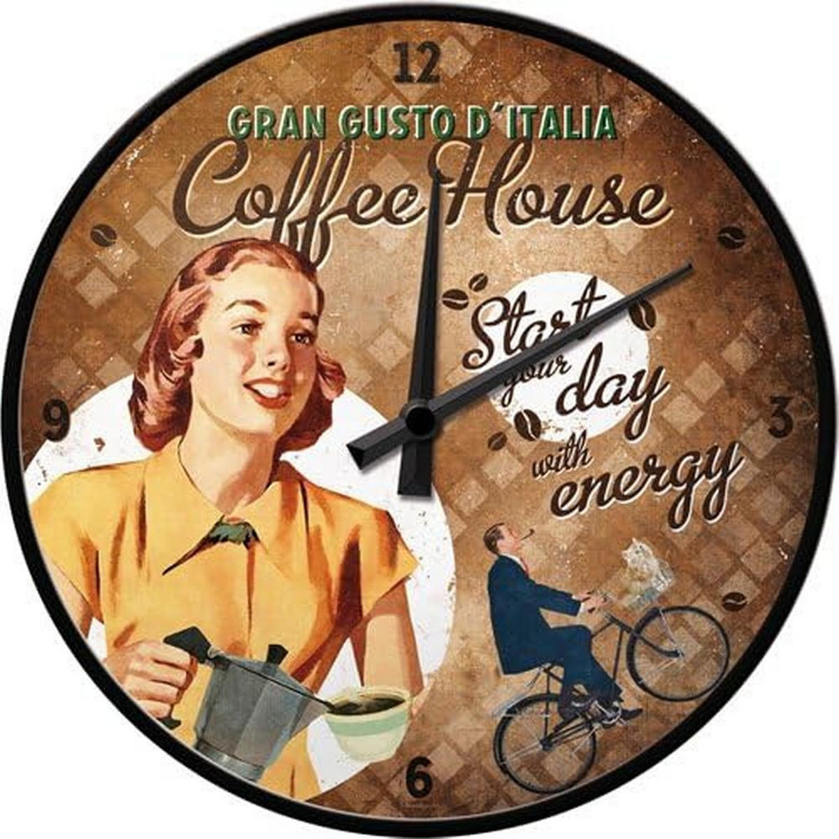 WANDUHR 31 cm Coffee und Chocolate House Lady - Braun, Metall (31/31/5cm) - Nostalgic-Art