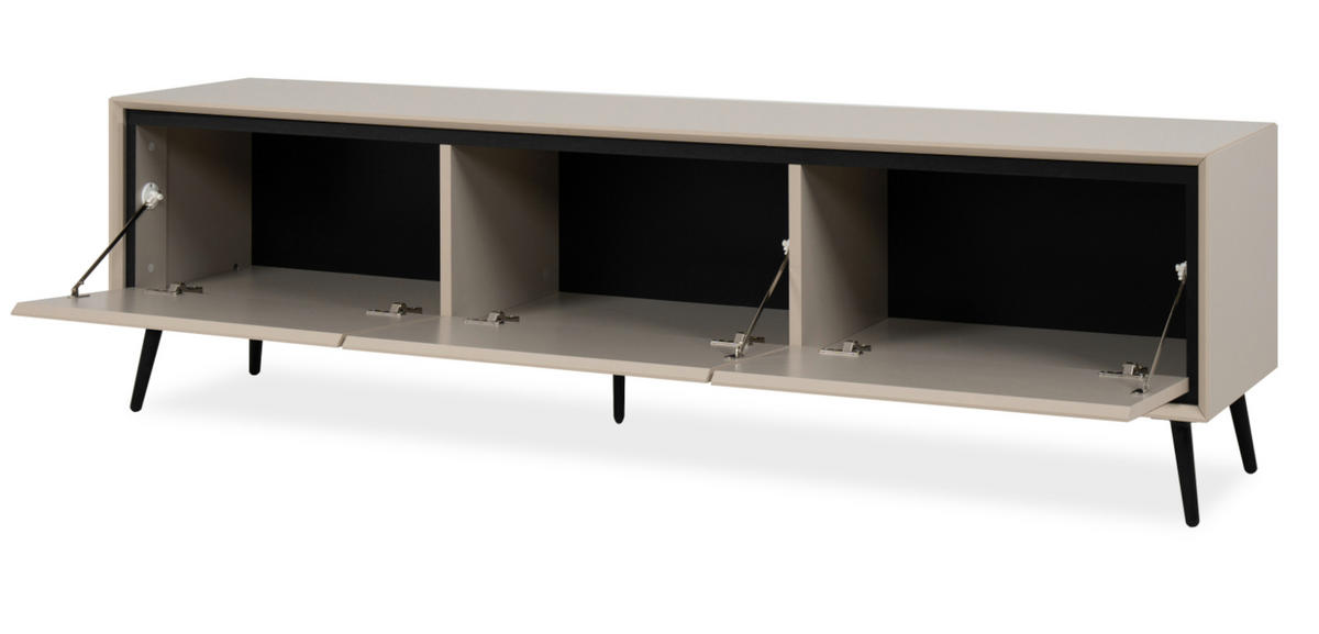 TV-LOWBOARD sand, schwarz 175 cm, Fernsehtisch mit Stauraum - Sandfarben/Schwarz, Holzwerkstoff/Kunststoff (175/50/38cm) - Furn.Design