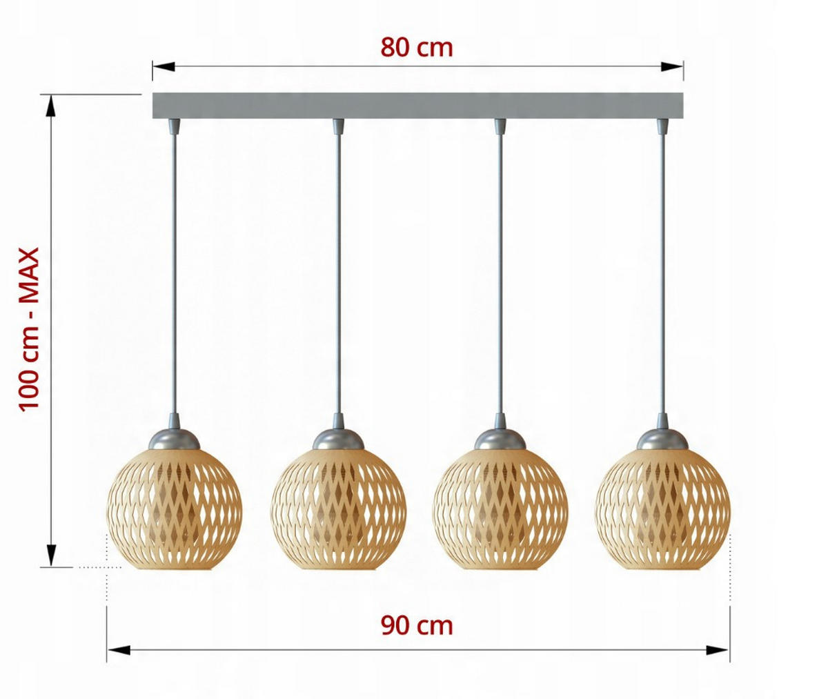PENDELLEUCHTE BOHO - Beige/Weiß, Glas/Metall (15/90/100cm) - kiki design