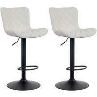 BARHOCKER 2er Set Stoff creme - Creme/Schwarz, Textil/Metall (48/83/54cm) - CLP