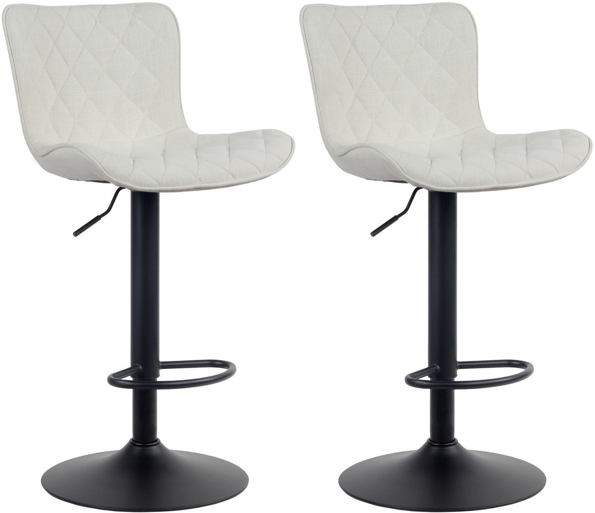 BARHOCKER 2er Set Stoff creme - Creme/Schwarz, Textil/Metall (48/83/54cm) - CLP