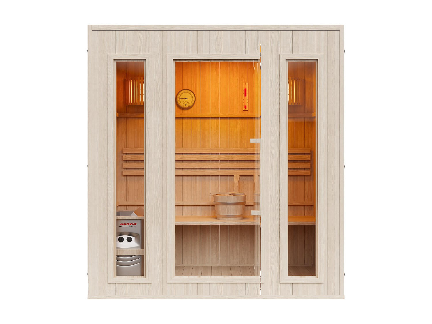 FINNISCHE Sauna - 4 Personen - Holz, Platte - Naturfarben Hell - - Naturfarben, Holz (180/190/120cm) - Vente-Unique