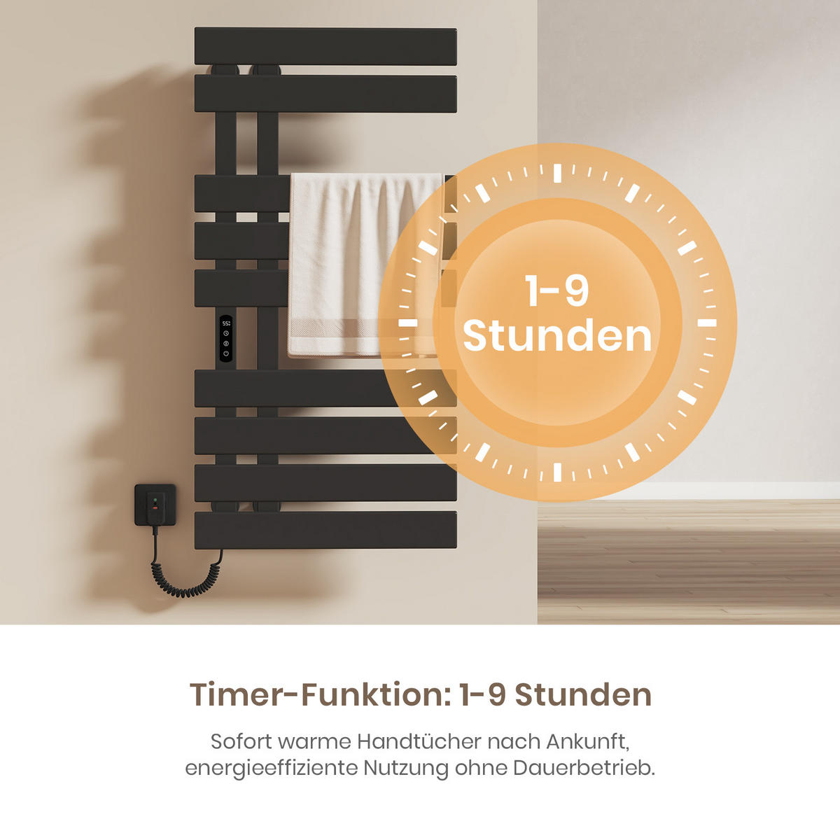 HEIZKÖRPER Elektrisch WLAN Thermostat Schwarz 100/50 cm - Schwarz, Metall (50/100/11cm) - EMKE