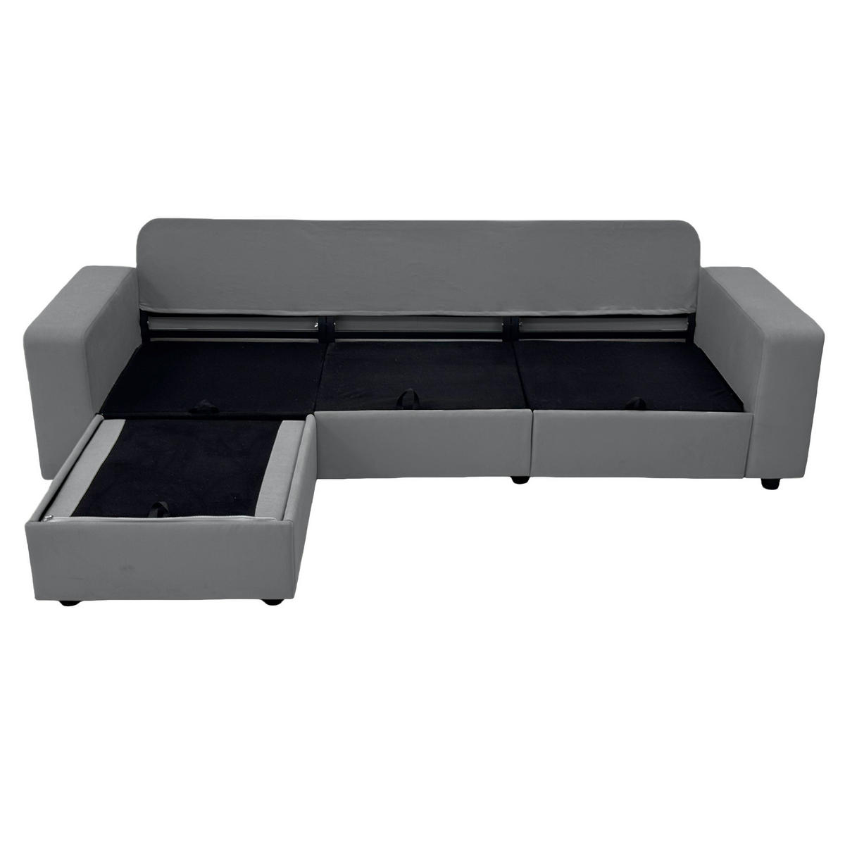 ECKSOFA 245.5/150.5/86.5 cm Grau mit Stauraum und Ottomane - Grau, Textil (245.5/150.5cm) - Oxeza